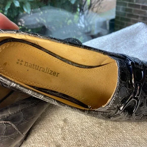 naturalizer NWOT grey croc vegan leather loafers driving shoes, Sz 6.5 - Picture 5 of 7